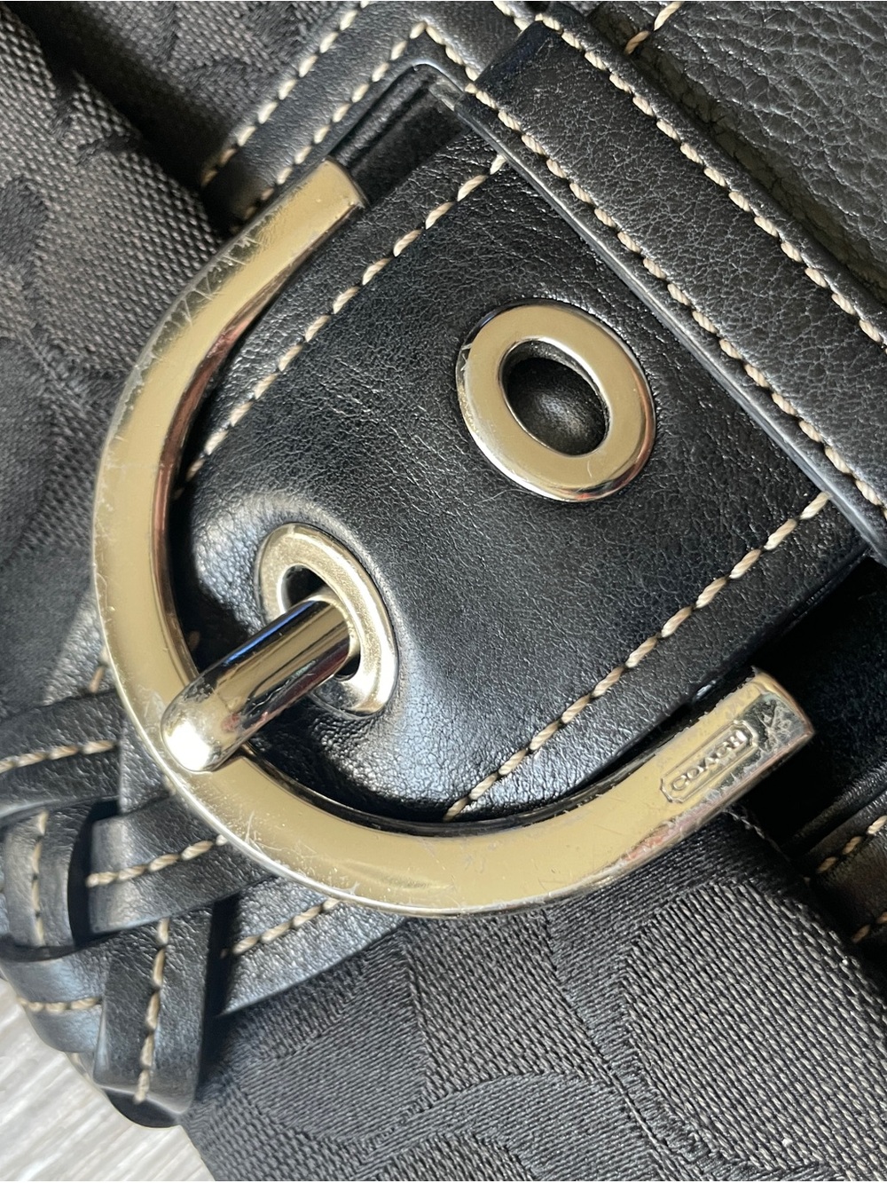 Y2K Coach SoHo 6280 Black Signature Canvas Shoulder B… - Gem